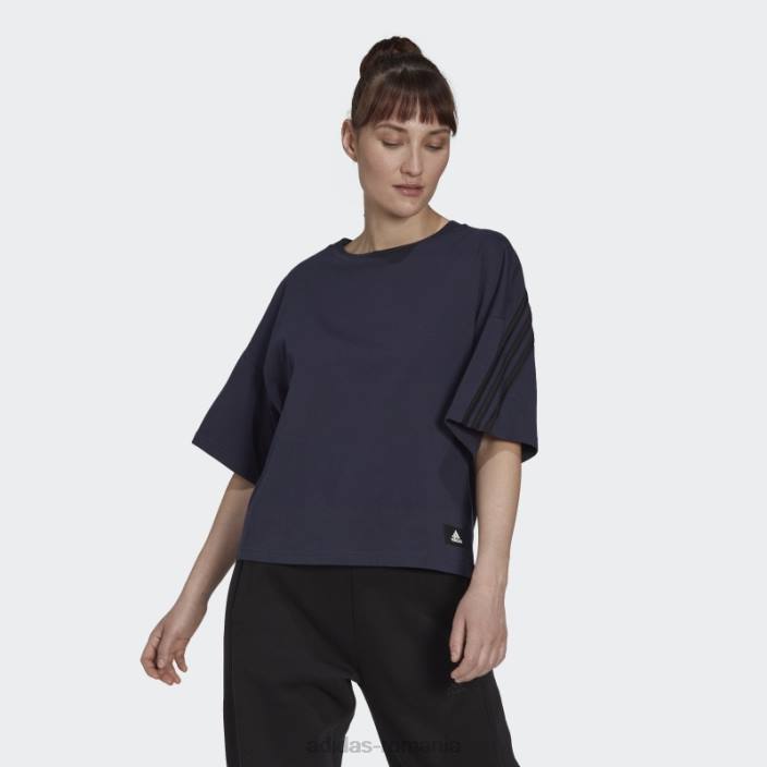 Adidas cerneală îmbrăcăminte sport icoane viitoare 3 dungi tricou moda femei cerneală 2JBN10539