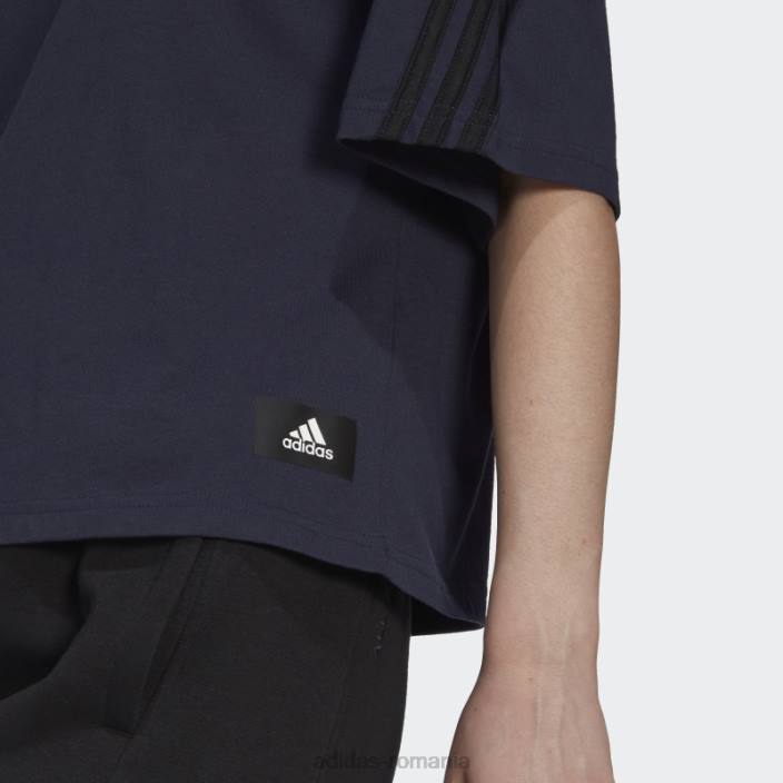 Adidas cerneală îmbrăcăminte sport icoane viitoare 3 dungi tricou moda femei cerneală 2JBN10539