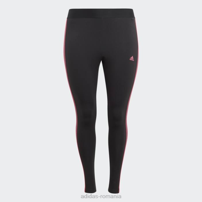 Adidas colanți negri cu 3 dungi (plus mărime) femei negru/magenta 2JBN16379