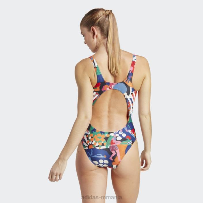 Adidas costum de baie fermă alb femei alb/magenta/portocaliu unitar 2JBN16741