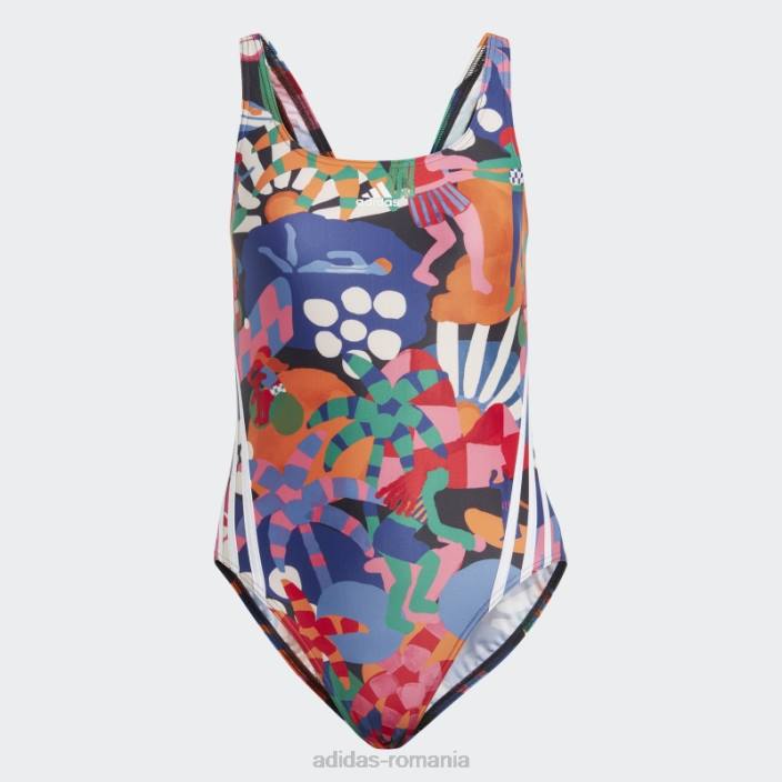 Adidas costum de baie fermă alb femei alb/magenta/portocaliu unitar 2JBN16741