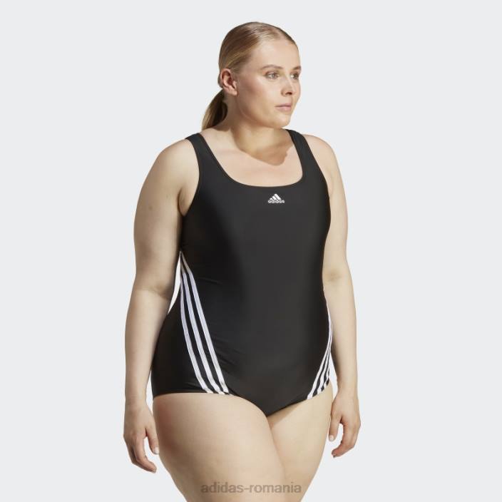Adidas costum de baie negru cu 3 dungi (mărime plus) femei alb negru 2JBN16493