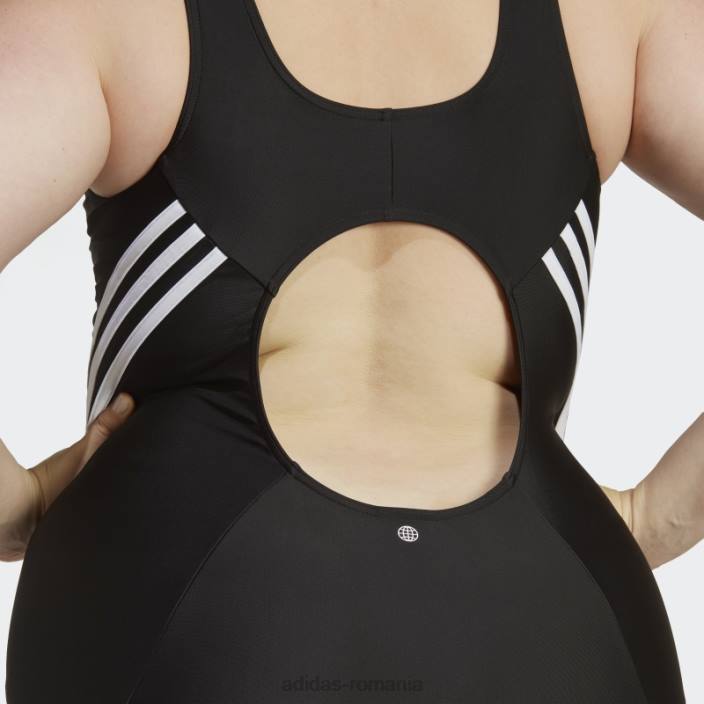 Adidas costum de baie negru cu 3 dungi (mărime plus) femei alb negru 2JBN16493