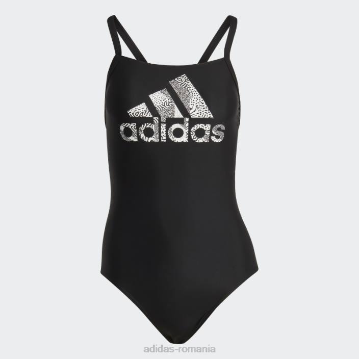 Adidas costum de baie negru cu logo mare femei alb negru 2JBN17165