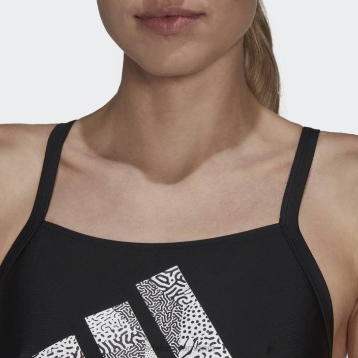 Adidas costum de baie negru cu logo mare femei alb negru 2JBN17165