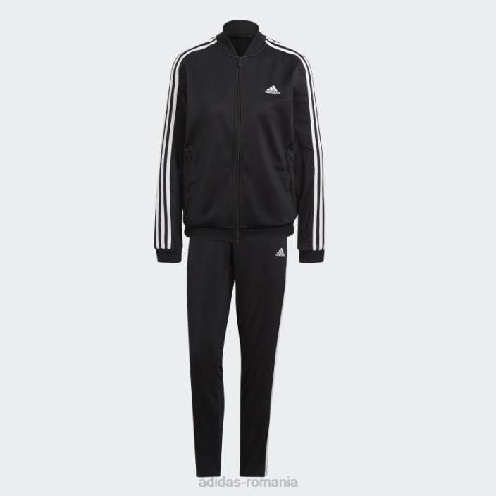 Adidas costum de trening cu 3 dungi alb femei alb negru 2JBN9348
