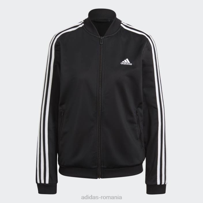 Adidas costum de trening cu 3 dungi alb femei alb negru 2JBN9348