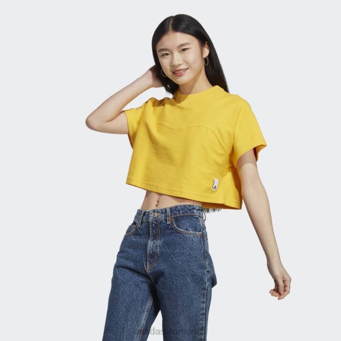 Adidas crop top cu buclă de lounge terry auriu femei aur 2JBN9512