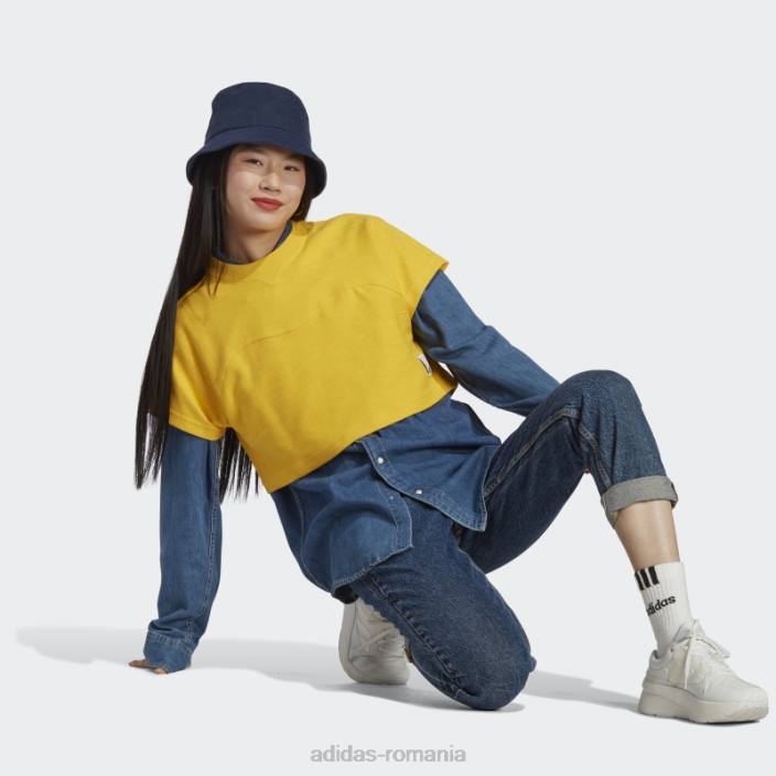 Adidas crop top cu buclă de lounge terry auriu femei aur 2JBN9512