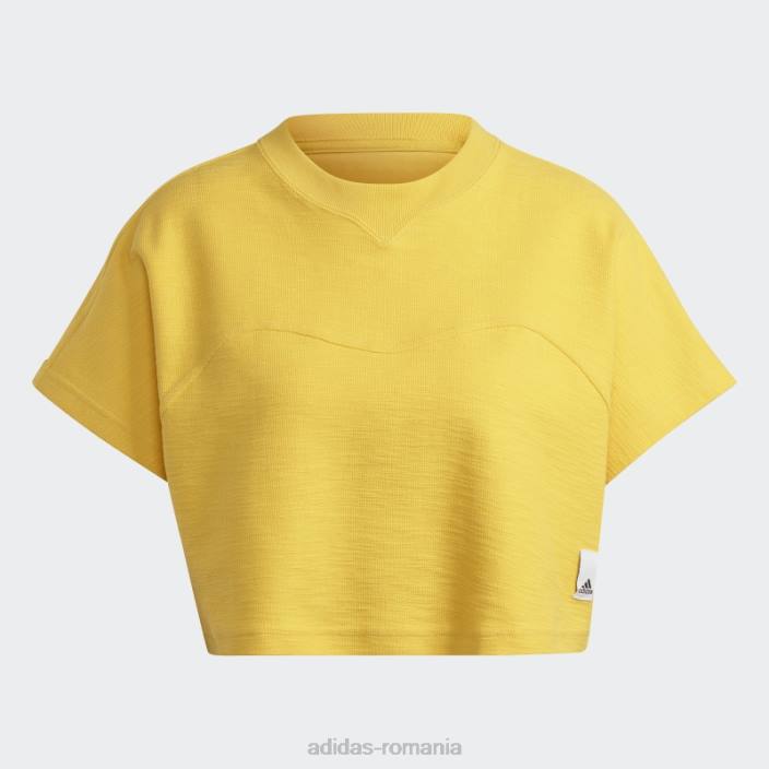 Adidas crop top cu buclă de lounge terry auriu femei aur 2JBN9512
