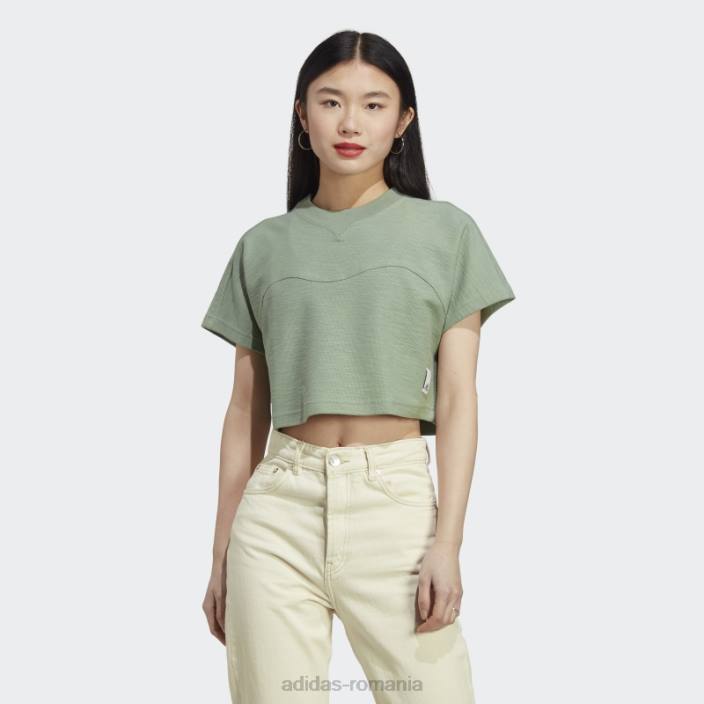 Adidas crop top cu buclă de lounge verde argintiu femei verde argintiu 2JBN9530