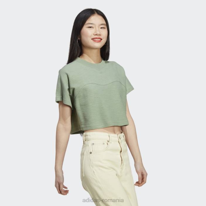 Adidas crop top cu buclă de lounge verde argintiu femei verde argintiu 2JBN9530