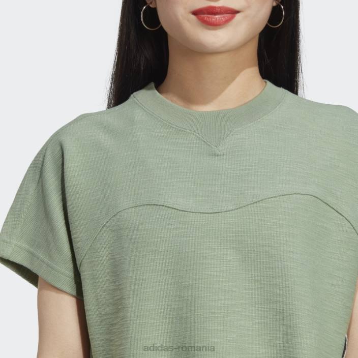 Adidas crop top cu buclă de lounge verde argintiu femei verde argintiu 2JBN9530