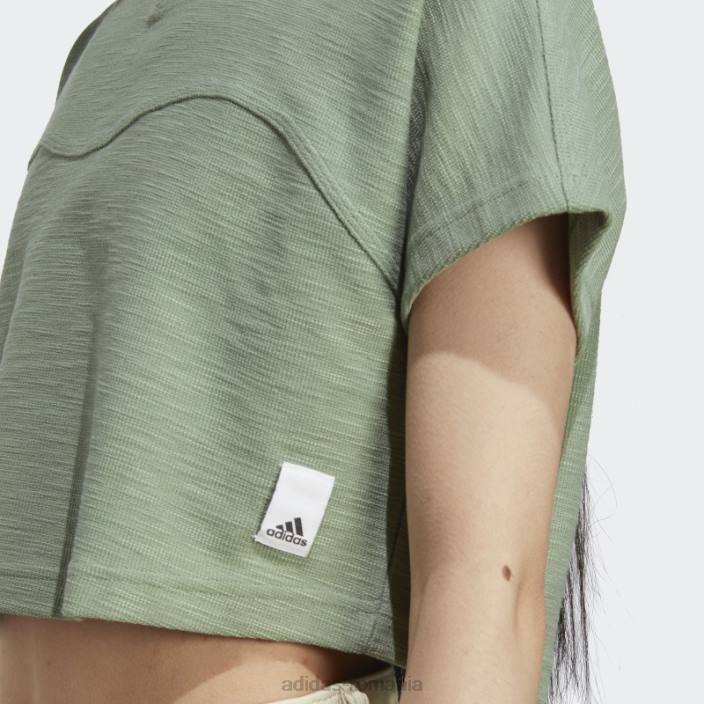 Adidas crop top cu buclă de lounge verde argintiu femei verde argintiu 2JBN9530