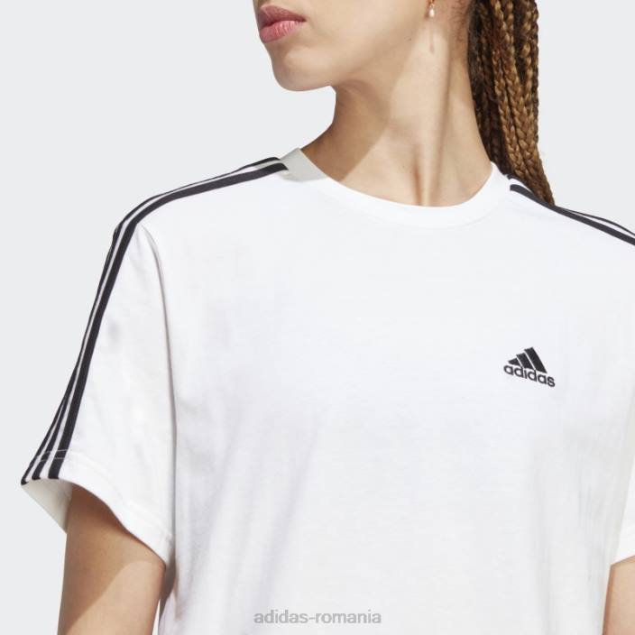 Adidas crop top din tricou unic cu 3 dungi alb adidas femei alb negru 2JBN9540