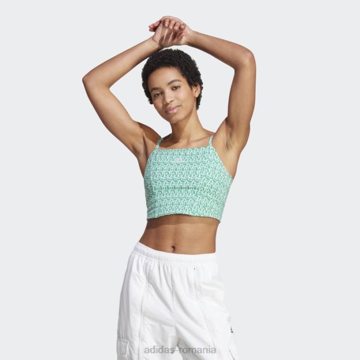 Adidas curte verde fashion peste tot cu grafică, maiou inspirat de corset femei verde curte/multicolor/alb 2JBN17456