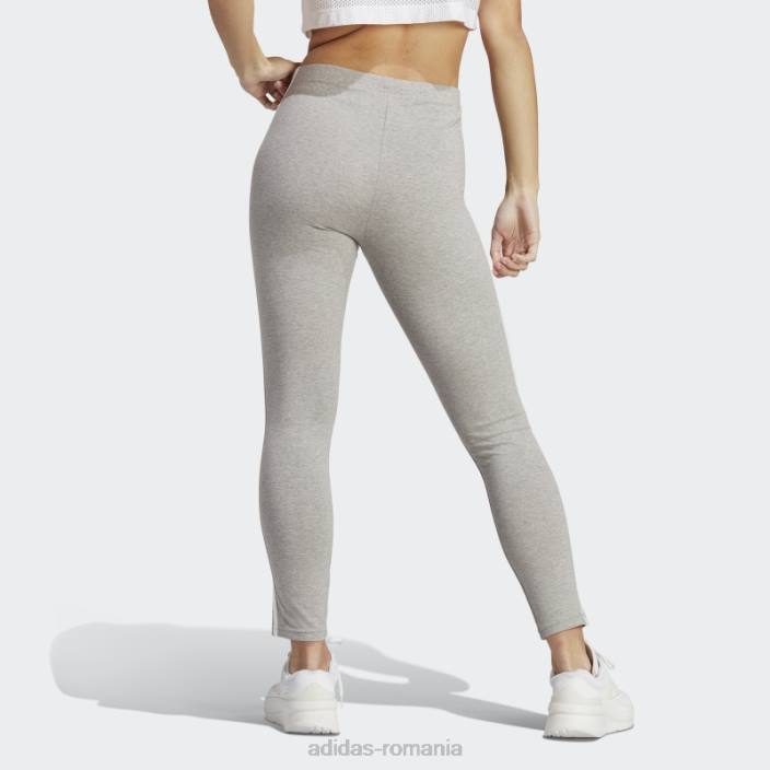 Adidas esențiale 3 dungi cu talie înaltă jambiere dintr-un singur tricou adidas gri mediu femei gri mediu/alb 2JBN9474