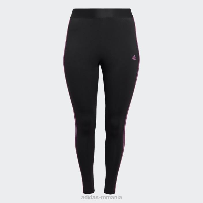 Adidas esențiale jambiere cu 3 dungi (plus mărime) liliac femei negru/liliac 2JBN10525