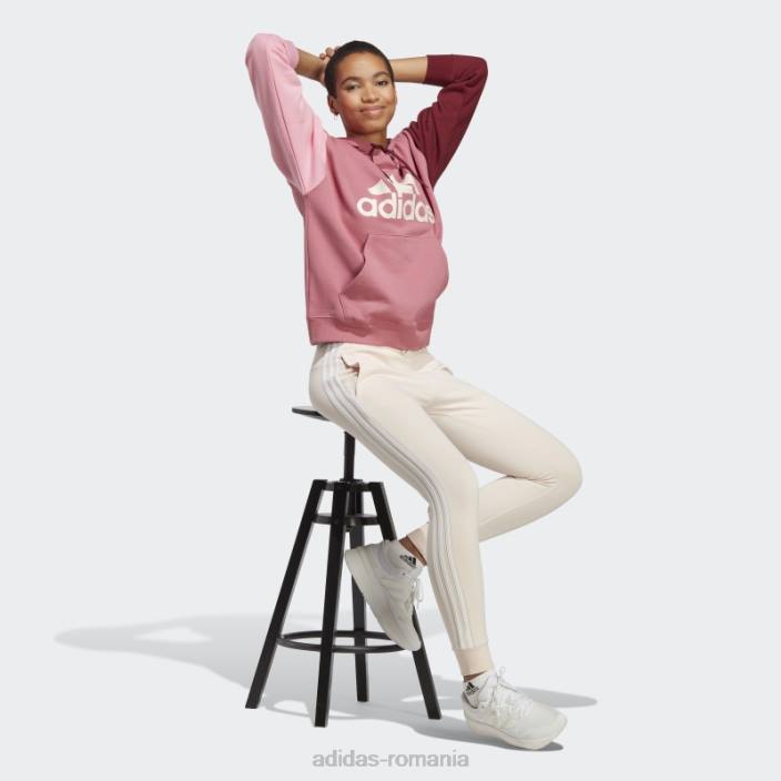 Adidas esențiale pantaloni cu manșetă din frișcă cu 3 dungi cuarț femei cuarț/alb 2JBN9032