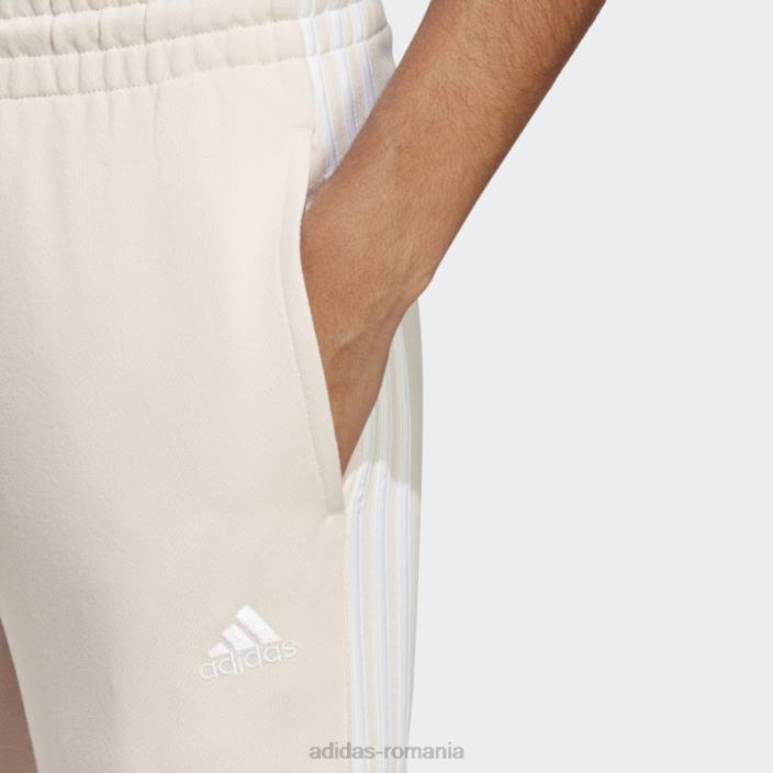 Adidas esențiale pantaloni cu manșetă din frișcă cu 3 dungi cuarț femei cuarț/alb 2JBN9032