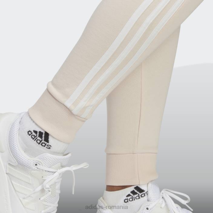 Adidas esențiale pantaloni cu manșetă din frișcă cu 3 dungi cuarț femei cuarț/alb 2JBN9032