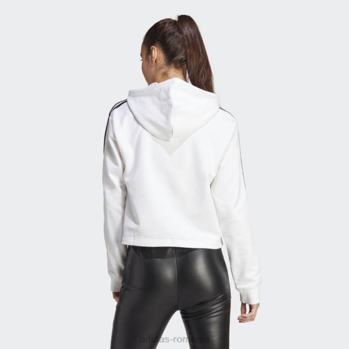 Adidas essentials hanorac cu 3 dungi French Terry crop modă albă femei alb negru 2JBN9811