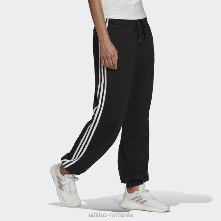 Adidas essentials studio lounge pantaloni cu 3 dungi negri femei alb negru 2JBN9373