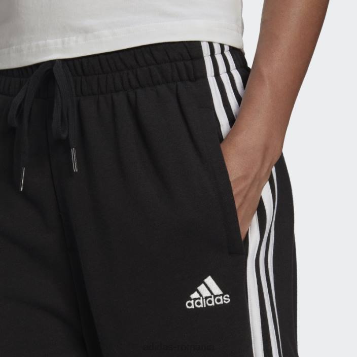 Adidas essentials studio lounge pantaloni cu 3 dungi negri femei alb negru 2JBN9373