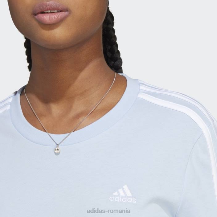 Adidas essentials tricou slim cu 3 dungi albastru zori femei albastru zori/alb 2JBN17426