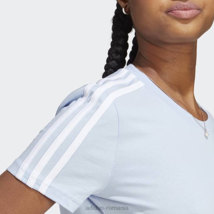 Adidas essentials tricou slim cu 3 dungi albastru zori femei albastru zori/alb 2JBN17426