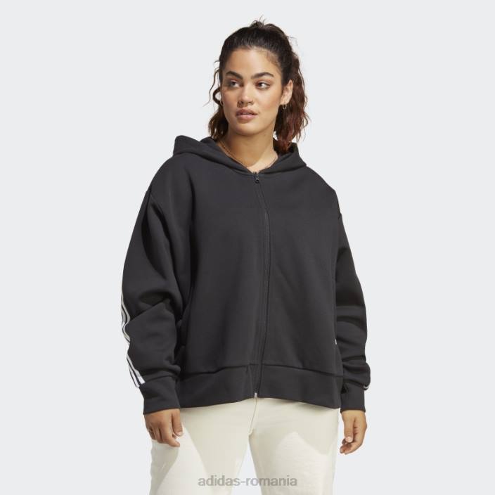 Adidas future icons Hanorac cu fermoar complet cu 3 dungi (plus mărime) negru femei negru 2JBN2461