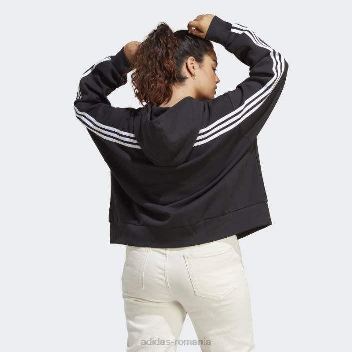 Adidas future icons Hanorac cu fermoar complet cu 3 dungi (plus mărime) negru femei negru 2JBN2461