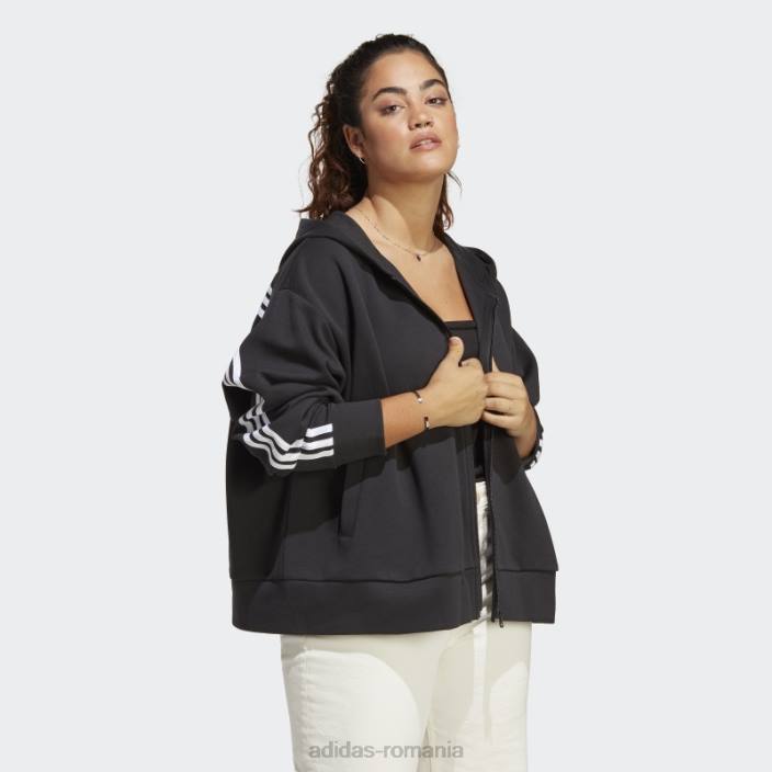 Adidas future icons Hanorac cu fermoar complet cu 3 dungi (plus mărime) negru femei negru 2JBN2461