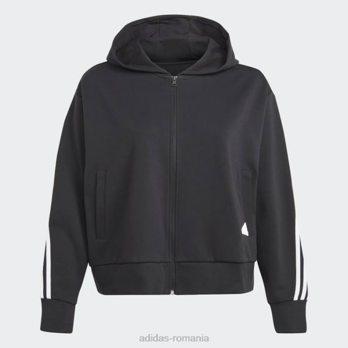 Adidas future icons Hanorac cu fermoar complet cu 3 dungi (plus mărime) negru femei negru 2JBN2461
