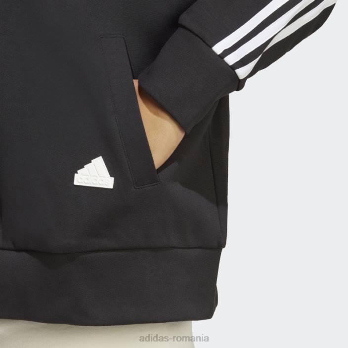 Adidas future icons Hanorac cu fermoar complet cu 3 dungi (plus mărime) negru femei negru 2JBN2461