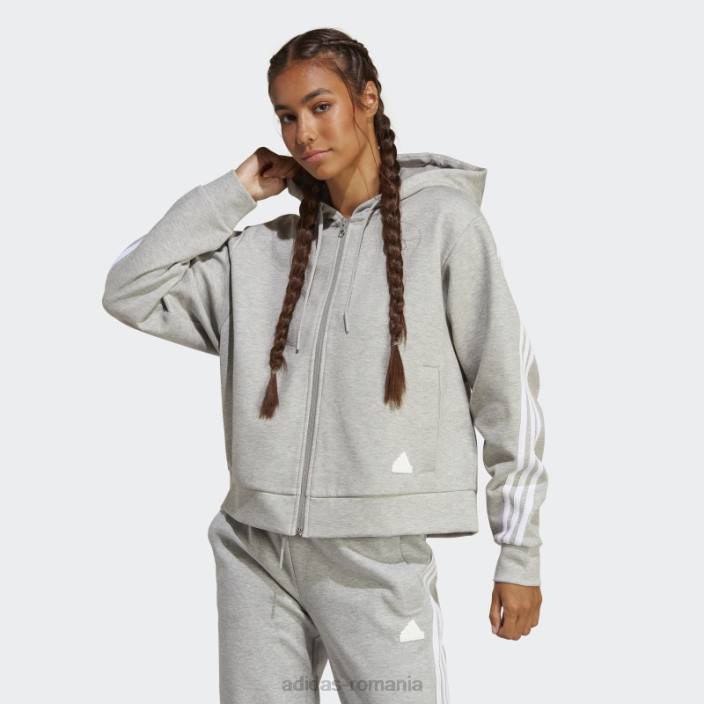 Adidas future icons hanorac cu fermoar complet cu 3 dungi gri mediu adidas femei gri mediu 2JBN2358