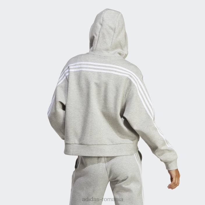 Adidas future icons hanorac cu fermoar complet cu 3 dungi gri mediu adidas femei gri mediu 2JBN2358