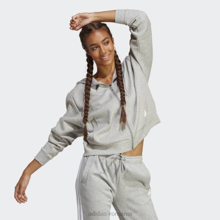Adidas future icons hanorac cu fermoar complet cu 3 dungi gri mediu adidas femei gri mediu 2JBN2358