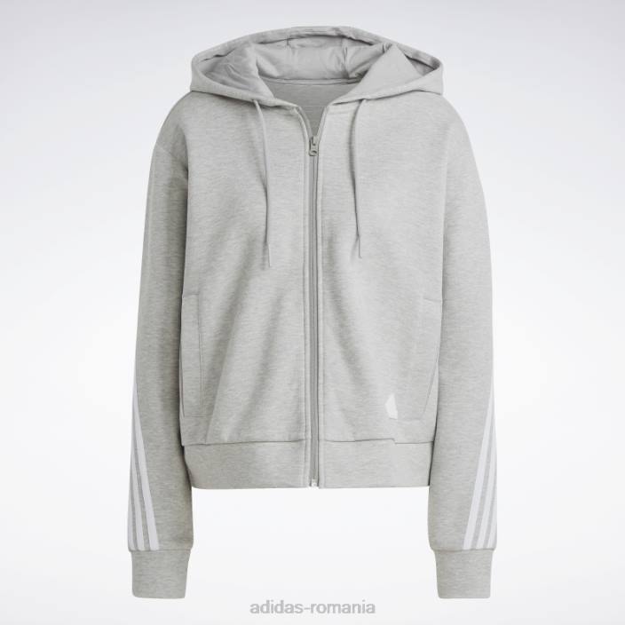 Adidas future icons hanorac cu fermoar complet cu 3 dungi gri mediu adidas femei gri mediu 2JBN2358