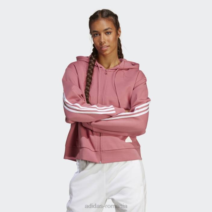 Adidas future icons hanorac cu fermoar complet, cu 3 dungi, roz femei roz 2JBN9115