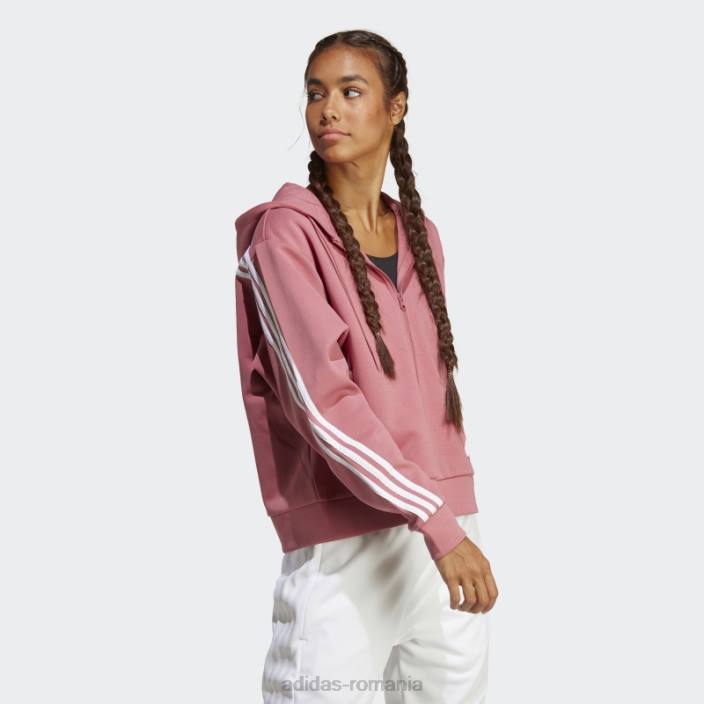 Adidas future icons hanorac cu fermoar complet, cu 3 dungi, roz femei roz 2JBN9115