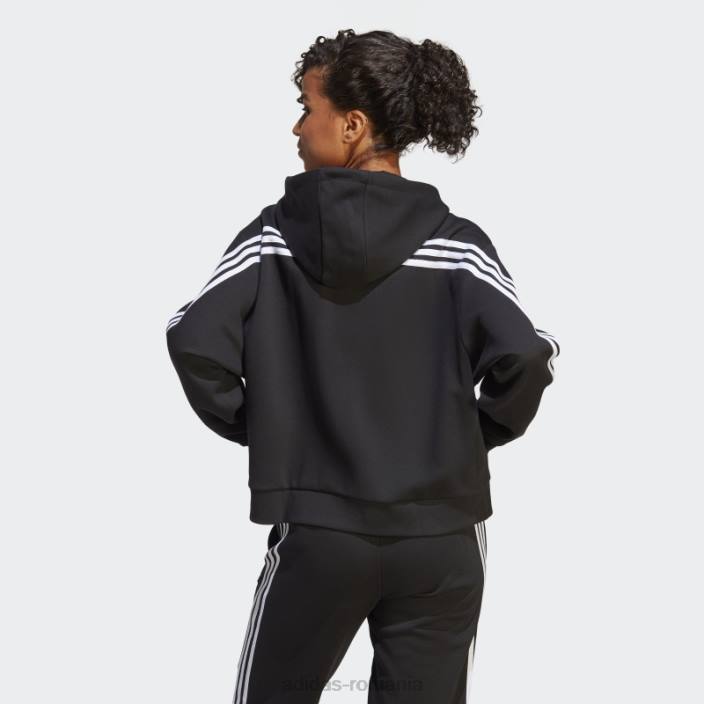 Adidas future icons hanorac negru cu fermoar complet cu 3 dungi femei negru 2JBN8965