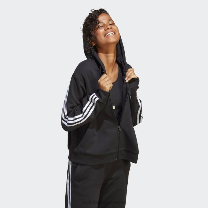 Adidas future icons hanorac negru cu fermoar complet cu 3 dungi femei negru 2JBN8965