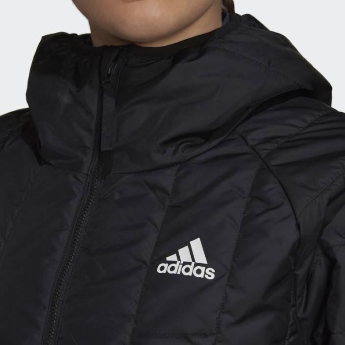 Adidas geacă lejeră cu glugă itavic 3 dungi neagră femei negru 2JBN16699
