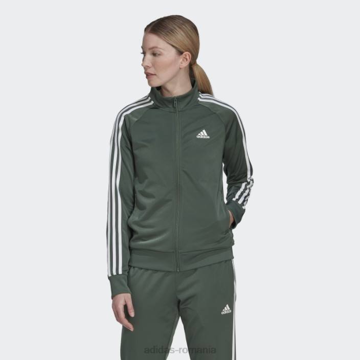 Adidas green oxide primegreen essentials jachetă de sport subțire cu 3 dungi femei oxid verde/alb 2JBN10145