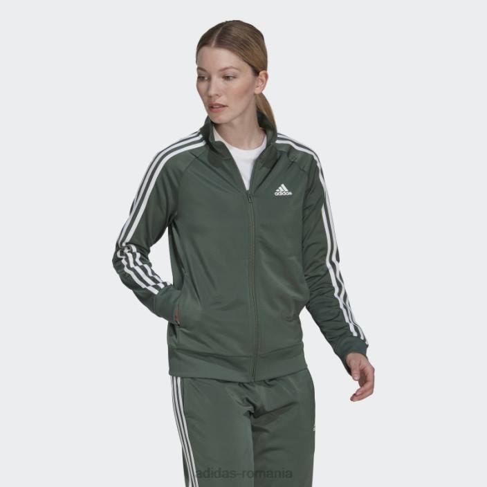 Adidas green oxide primegreen essentials jachetă de sport subțire cu 3 dungi femei oxid verde/alb 2JBN10145