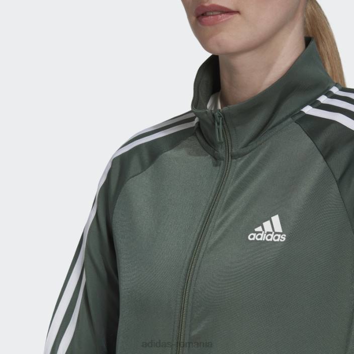 Adidas green oxide primegreen essentials jachetă de sport subțire cu 3 dungi femei oxid verde/alb 2JBN10145