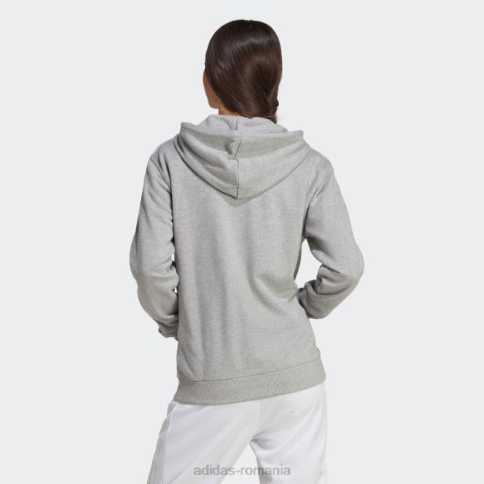 Adidas gri mediu essentials 3 dungi French Terry hanorac obișnuit cu fermoar complet adidas femei gri mediu/alb 2JBN16641