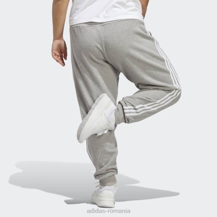 Adidas gri mediu essentials pantaloni cu manșete din frișcă cu 3 dungi (plus mărime) adidas femei gri mediu/alb 2JBN9855
