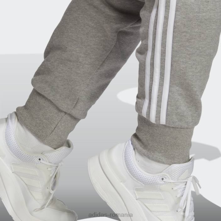 Adidas gri mediu essentials pantaloni cu manșete din frișcă cu 3 dungi (plus mărime) adidas femei gri mediu/alb 2JBN9855